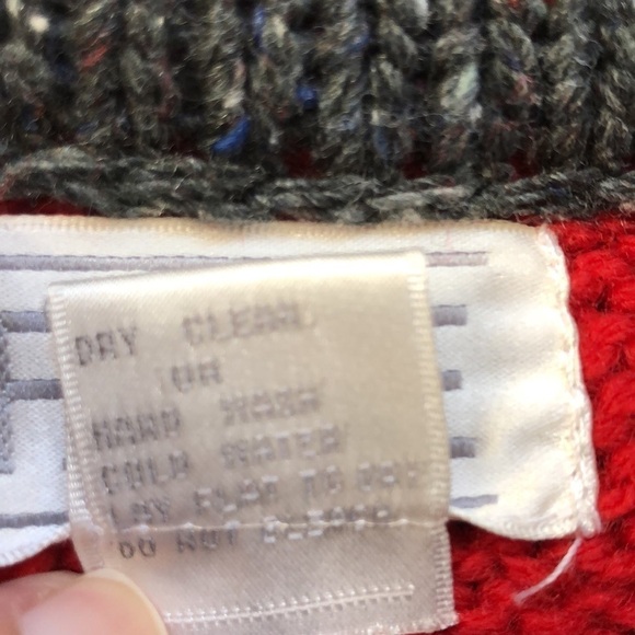 FABE Vintage Red White Gray Chunky Knit Sweater - Picture 4 of 8